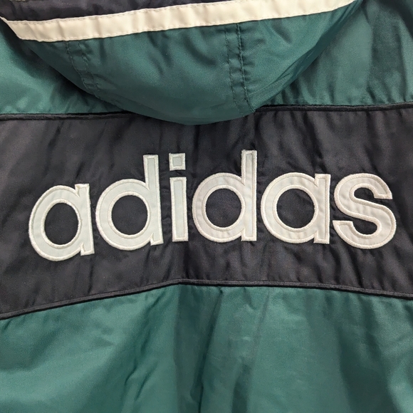 Vintage Adidas Winter Jacket, 90's Adidas 3 Stripe Big Logo Parka Coat - Picture 5 of 15
